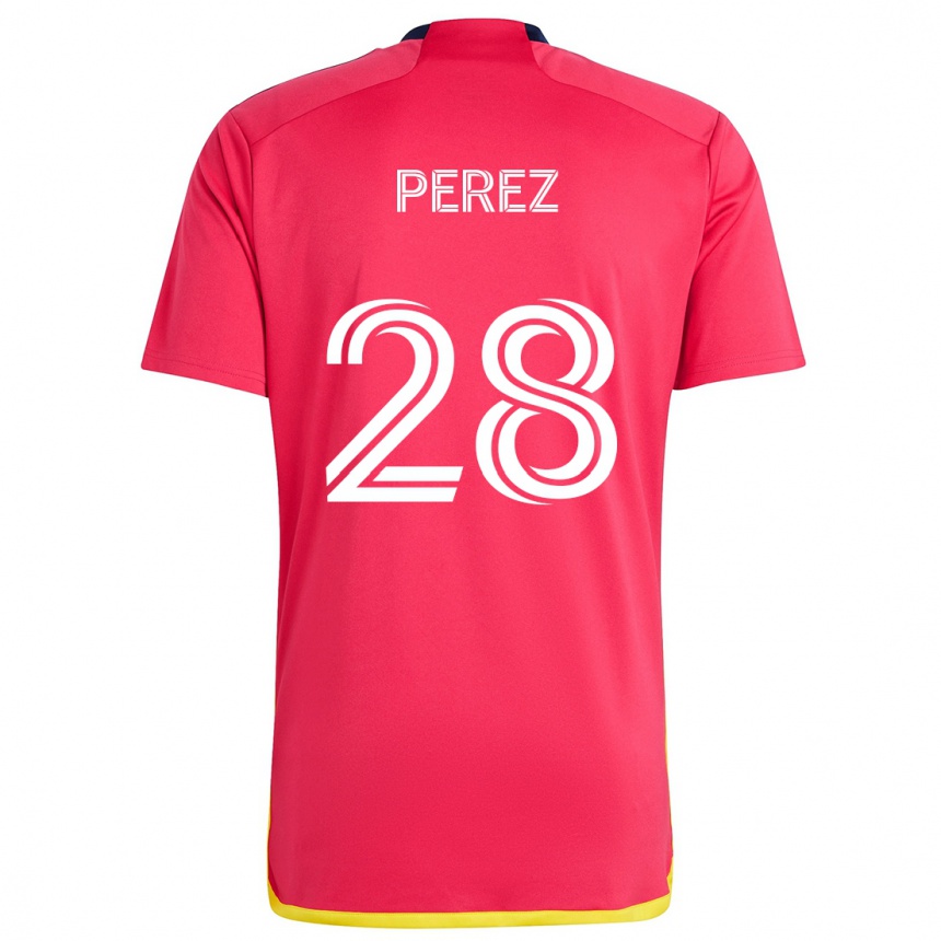 Niño Fútbol Camiseta Miguel Perez #28 Rojo Azul 1ª Equipación 2024/25