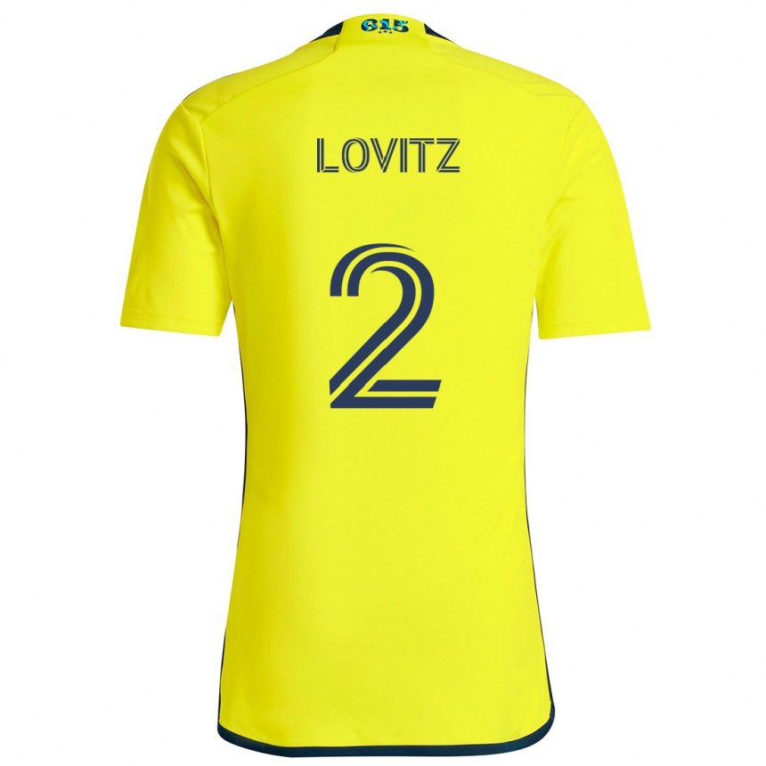 Niño Fútbol Camiseta Daniel Lovitz #2 Amarillo Azul 1ª Equipación 2024/25