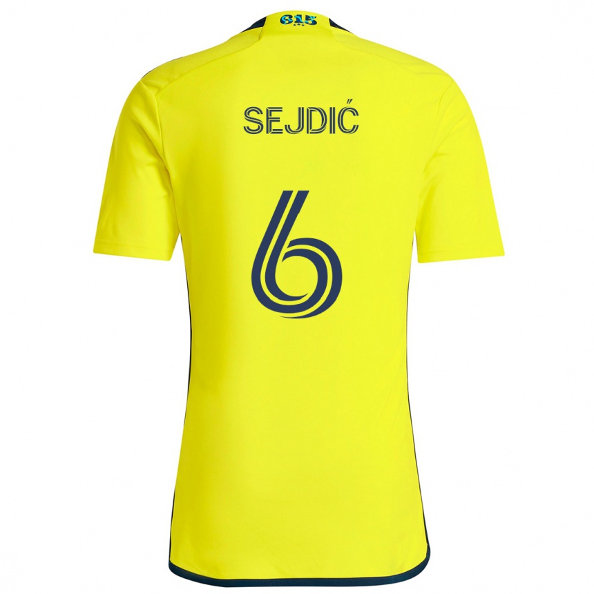 Niño Fútbol Camiseta Amar Sejdić #6 Amarillo Azul 1ª Equipación 2024/25