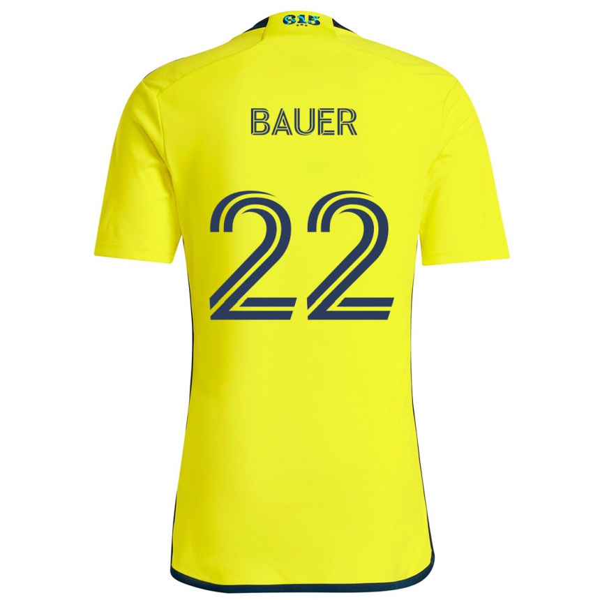 Niño Fútbol Camiseta Josh Bauer #22 Amarillo Azul 1ª Equipación 2024/25