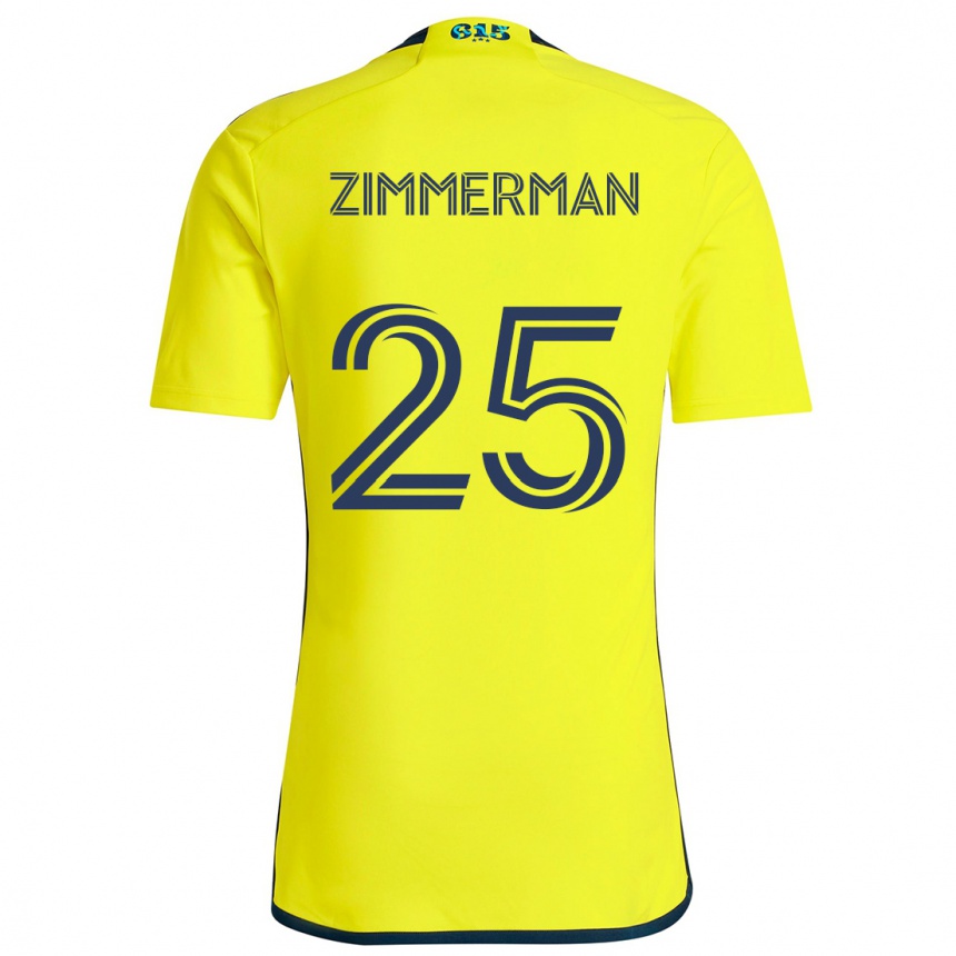 Niño Fútbol Camiseta Walker Zimmerman #25 Amarillo Azul 1ª Equipación 2024/25