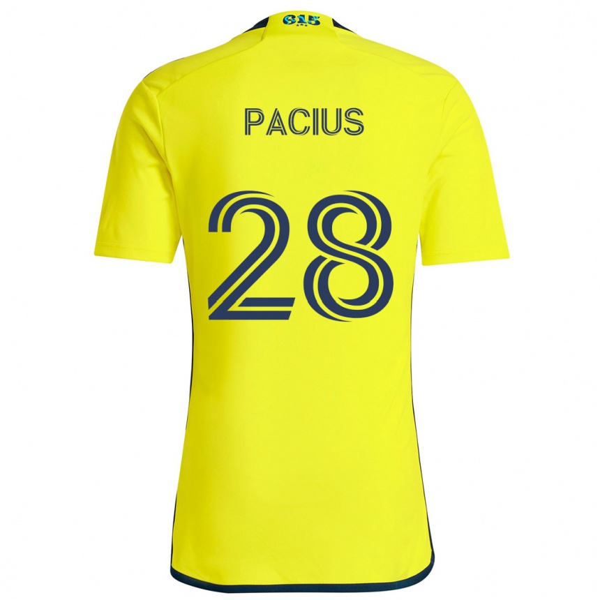 Niño Fútbol Camiseta Woobens Pacius #28 Amarillo Azul 1ª Equipación 2024/25