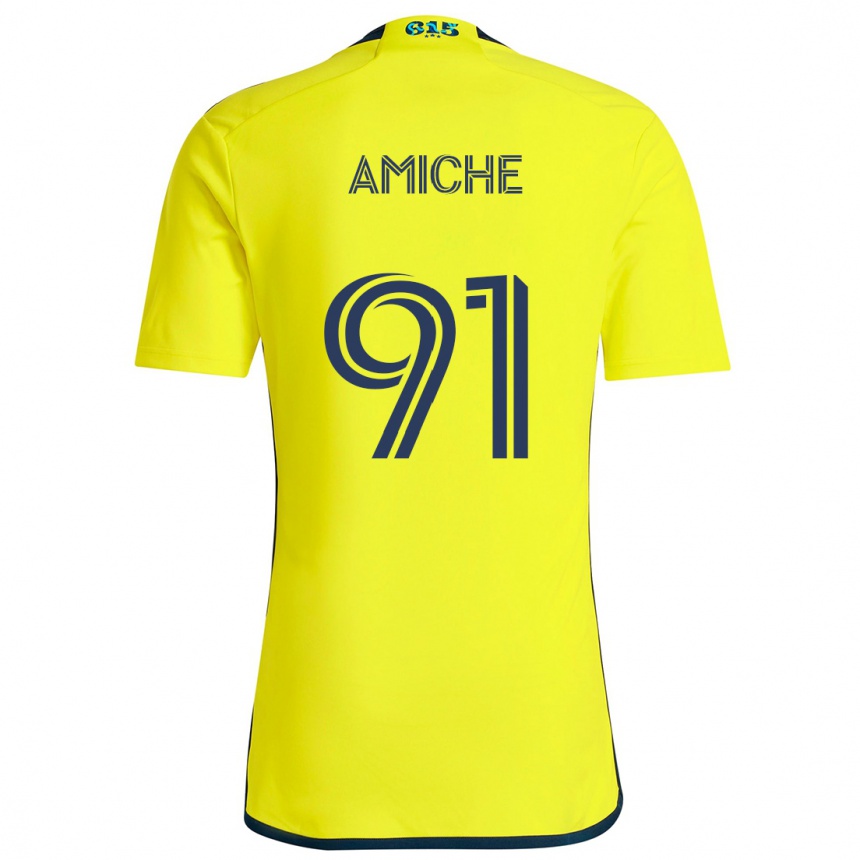 Niño Fútbol Camiseta Kemy Amiche #91 Amarillo Azul 1ª Equipación 2024/25