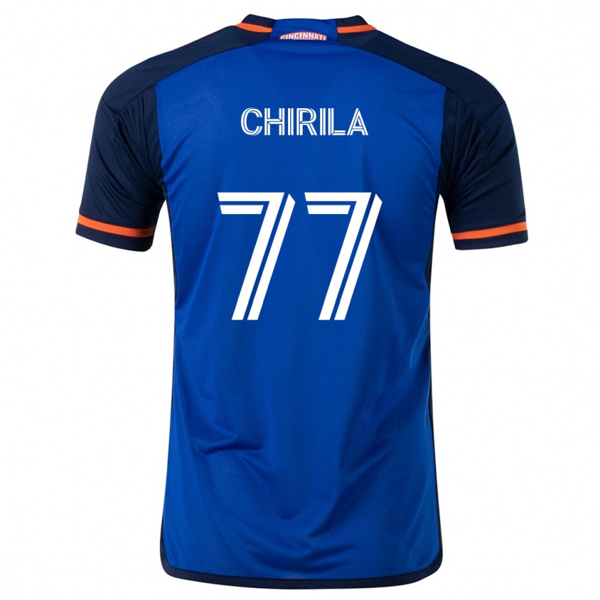 Niño Fútbol Camiseta Stefan Chirila #77 Azul Blanco 1ª Equipación 2024/25