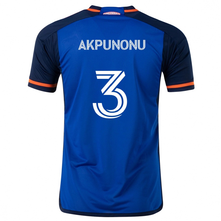 Niño Fútbol Camiseta Joey Akpunonu #3 Azul Blanco 1ª Equipación 2024/25