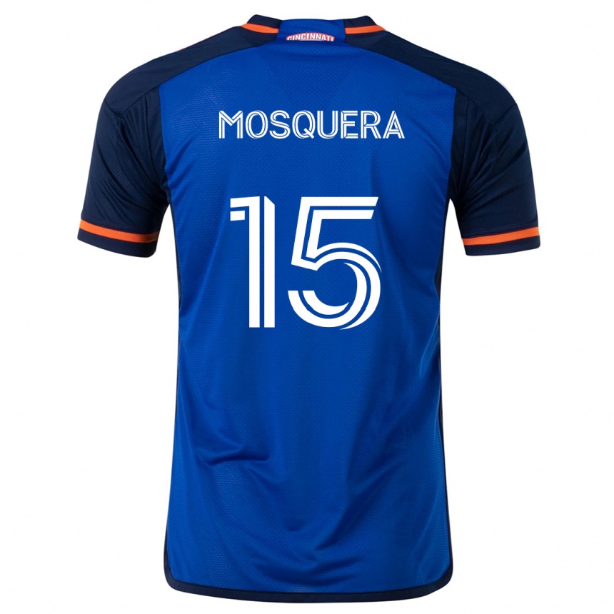 Niño Fútbol Camiseta Yerson Mosquera #15 Azul Blanco 1ª Equipación 2024/25