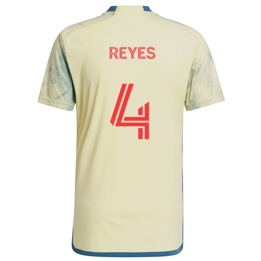 Niño Fútbol Camiseta Andrés Reyes #4 Amarillo Rojo Azul 1ª Equipación 2024/25