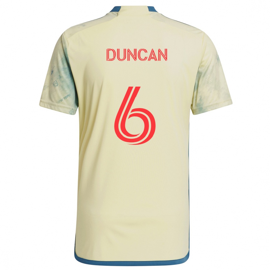 Niño Fútbol Camiseta Kyle Duncan #6 Amarillo Rojo Azul 1ª Equipación 2024/25