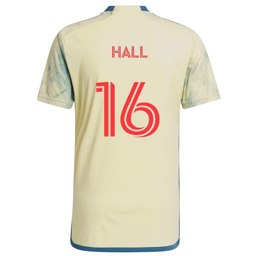 Niño Fútbol Camiseta Julian Hall #16 Amarillo Rojo Azul 1ª Equipación 2024/25