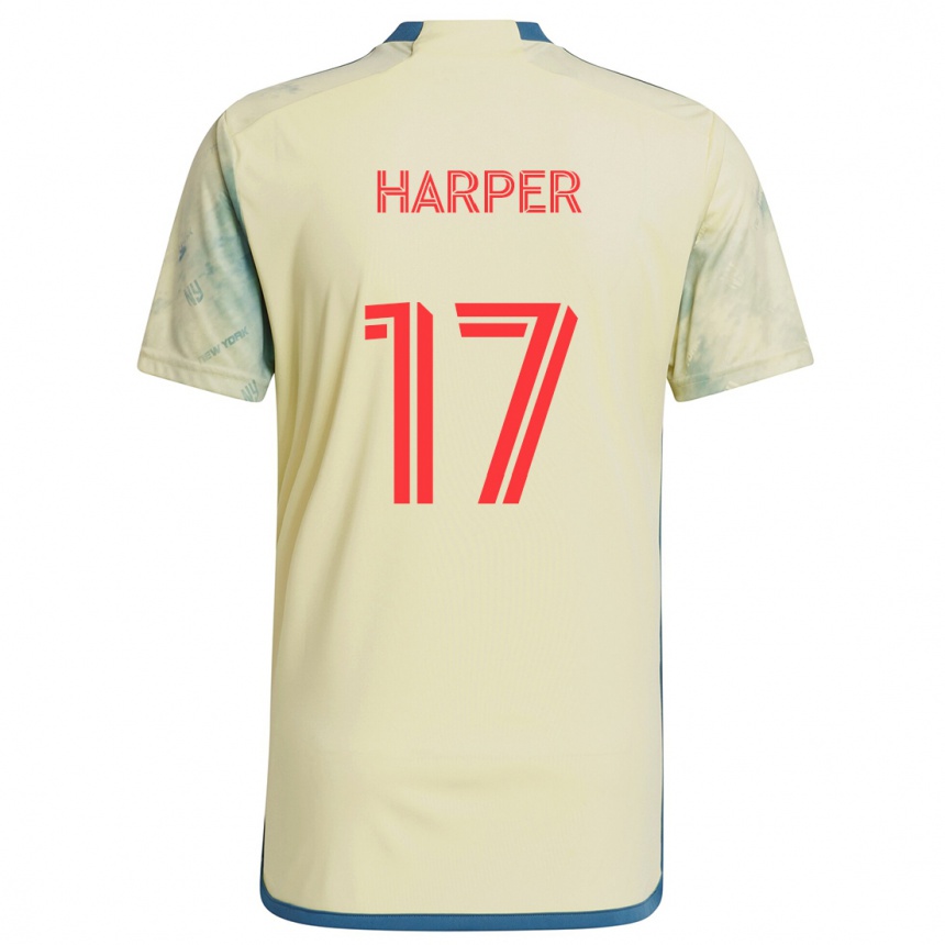 Niño Fútbol Camiseta Cameron Harper #17 Amarillo Rojo Azul 1ª Equipación 2024/25