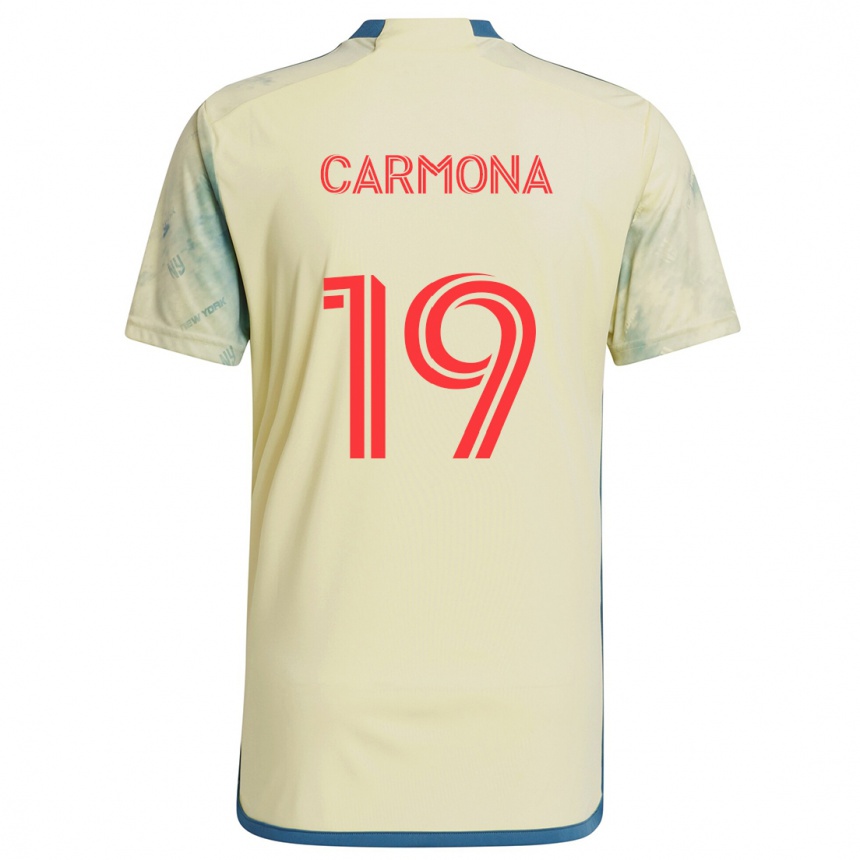 Niño Fútbol Camiseta Wikelman Carmona #19 Amarillo Rojo Azul 1ª Equipación 2024/25