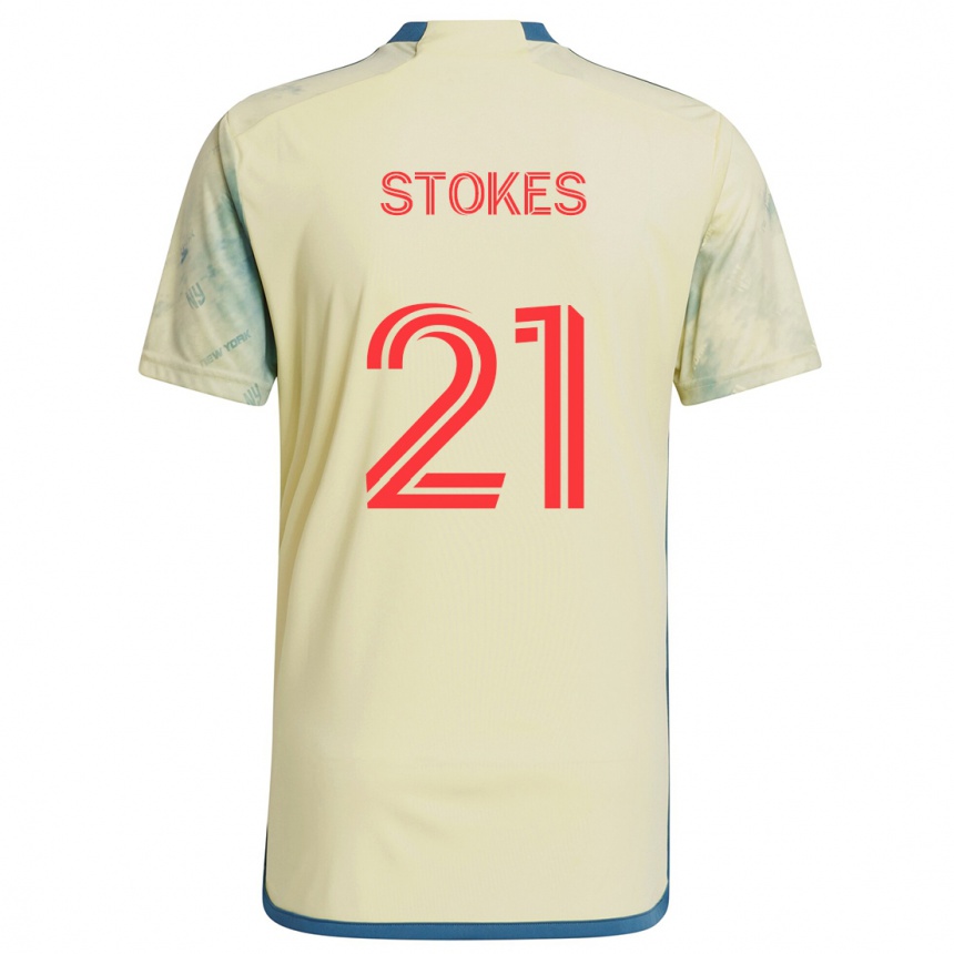 Niño Fútbol Camiseta Aidan Stokes #21 Amarillo Rojo Azul 1ª Equipación 2024/25