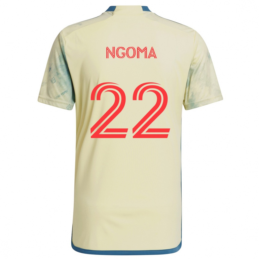 Niño Fútbol Camiseta Serge Ngoma #22 Amarillo Rojo Azul 1ª Equipación 2024/25