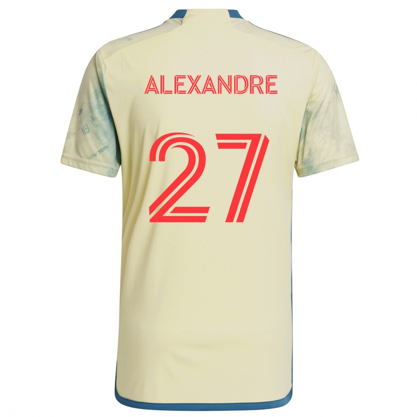 Niño Fútbol Camiseta Davi Alexandre #27 Amarillo Rojo Azul 1ª Equipación 2024/25