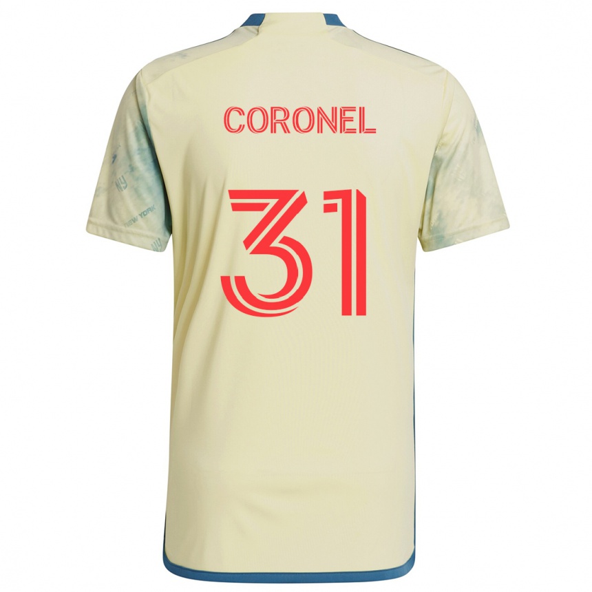 Niño Fútbol Camiseta Carlos Coronel #31 Amarillo Rojo Azul 1ª Equipación 2024/25