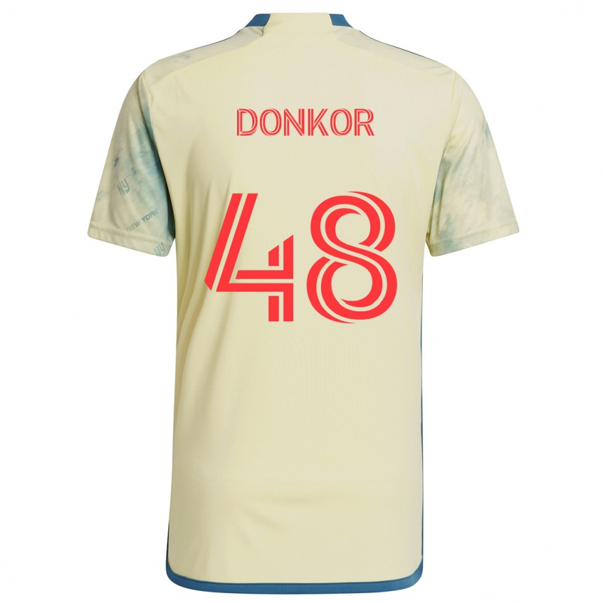 Niño Fútbol Camiseta Ronald Donkor #48 Amarillo Rojo Azul 1ª Equipación 2024/25