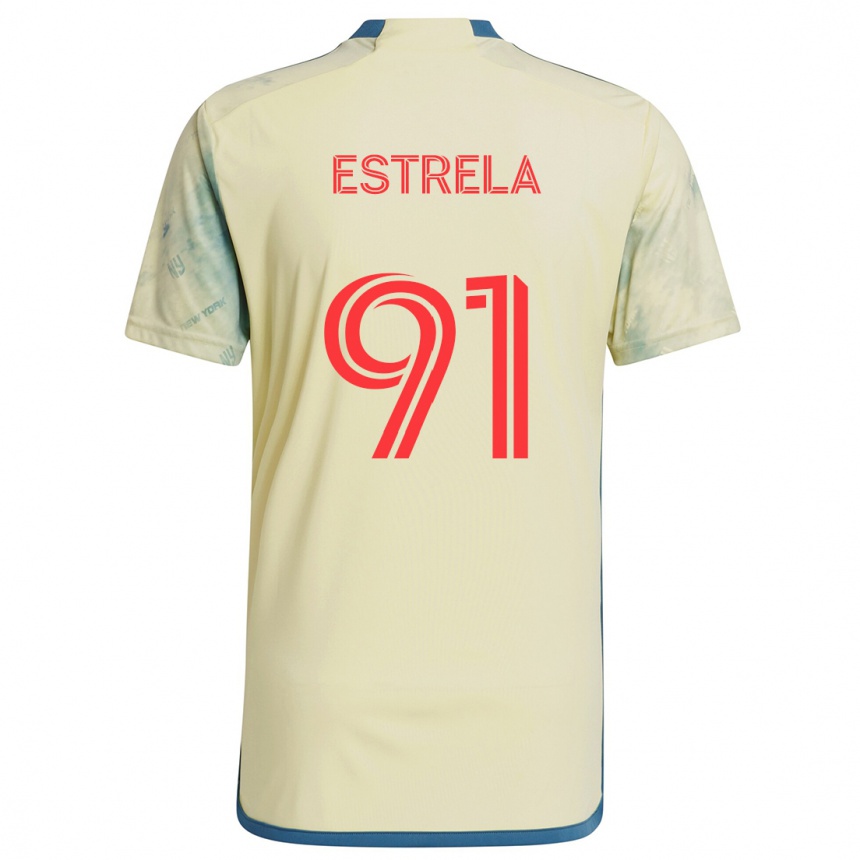 Niño Fútbol Camiseta Bento Estrela #91 Amarillo Rojo Azul 1ª Equipación 2024/25