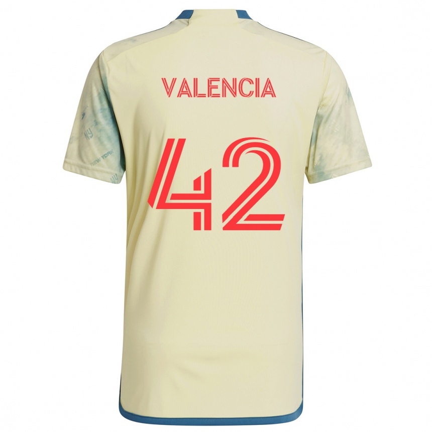 Niño Fútbol Camiseta Omar Valencia #42 Amarillo Rojo Azul 1ª Equipación 2024/25