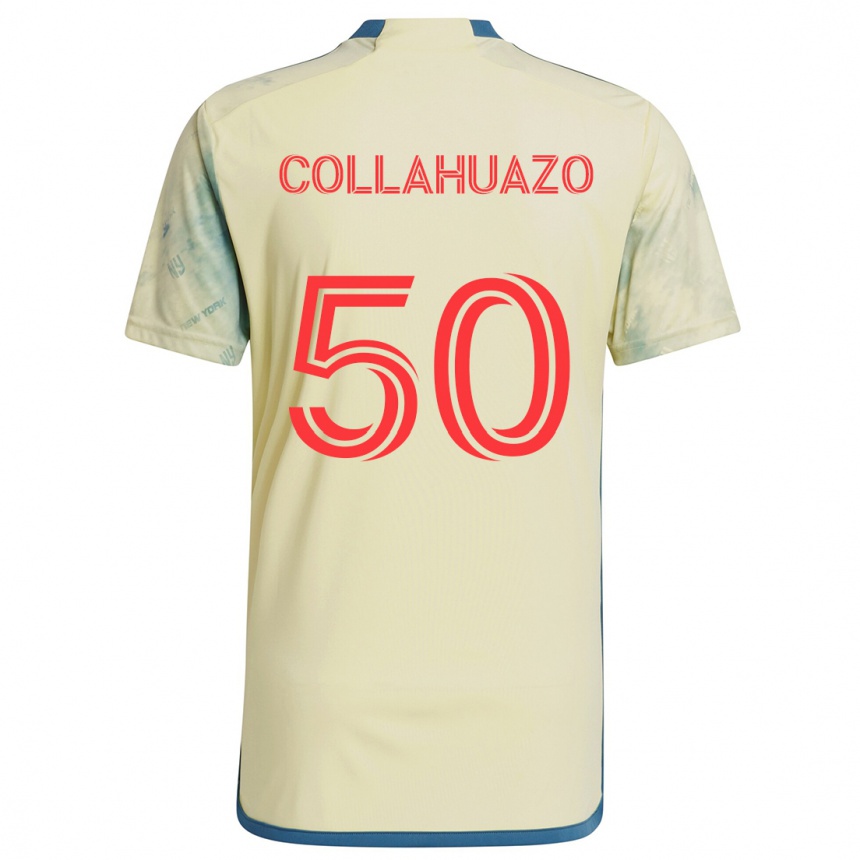 Niño Fútbol Camiseta Jair Collahuazo #50 Amarillo Rojo Azul 1ª Equipación 2024/25