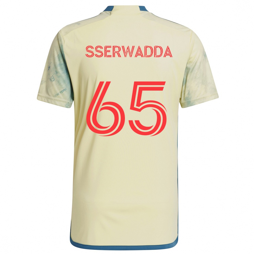 Niño Fútbol Camiseta Steven Sserwadda #65 Amarillo Rojo Azul 1ª Equipación 2024/25