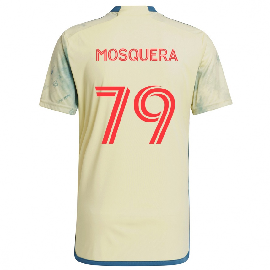 Niño Fútbol Camiseta Rafael Mosquera #79 Amarillo Rojo Azul 1ª Equipación 2024/25