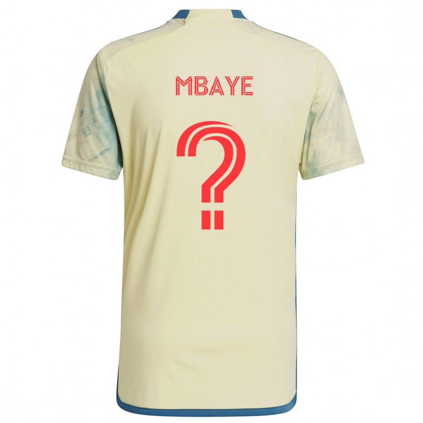 Niño Fútbol Camiseta Astin Mbaye #0 Amarillo Rojo Azul 1ª Equipación 2024/25