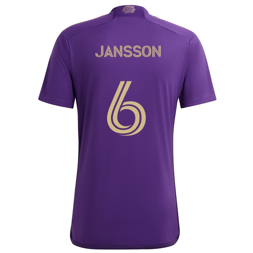 Niño Fútbol Camiseta Robin Jansson #6 Púrpura Amarillo 1ª Equipación 2024/25