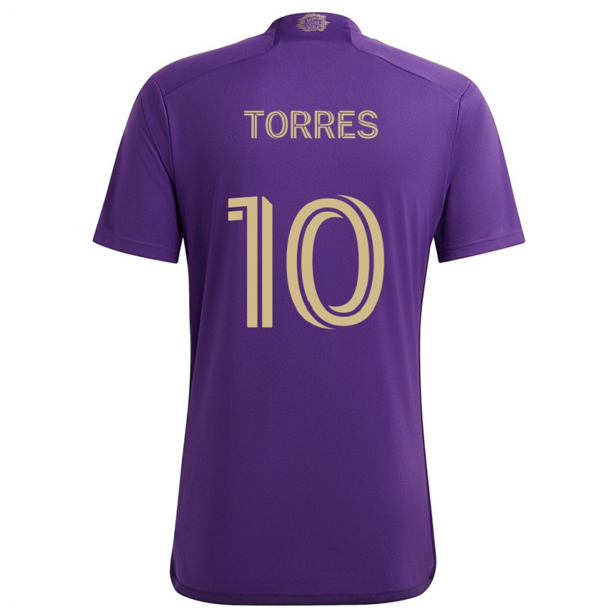 Niño Fútbol Camiseta Facundo Torres #10 Púrpura Amarillo 1ª Equipación 2024/25