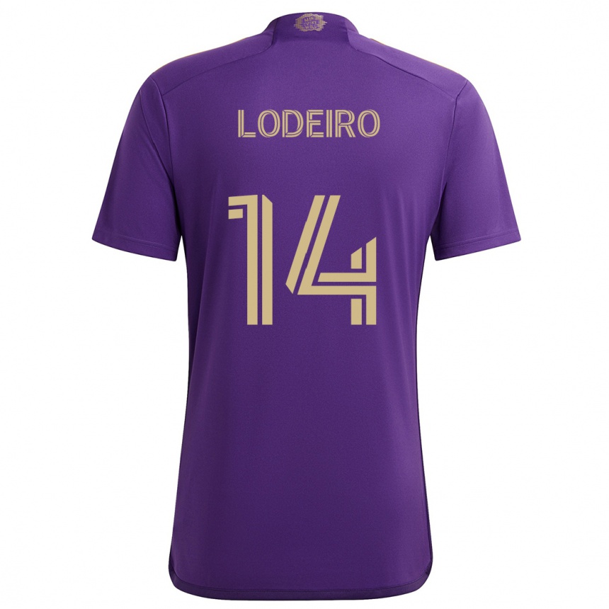 Niño Fútbol Camiseta Nicolás Lodeiro #14 Púrpura Amarillo 1ª Equipación 2024/25