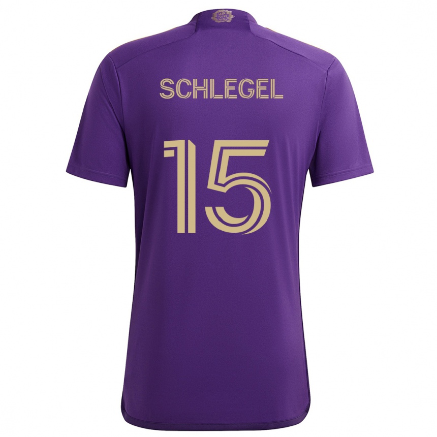 Niño Fútbol Camiseta Rodrigo Schlegel #15 Púrpura Amarillo 1ª Equipación 2024/25