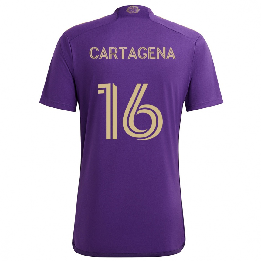 Niño Fútbol Camiseta Wilder Cartagena #16 Púrpura Amarillo 1ª Equipación 2024/25