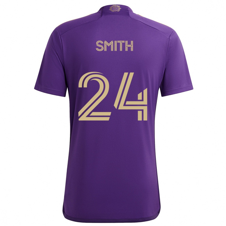 Niño Fútbol Camiseta Kyle Smith #24 Púrpura Amarillo 1ª Equipación 2024/25