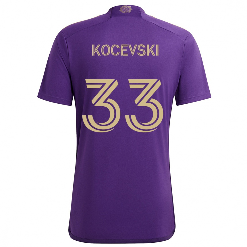 Niño Fútbol Camiseta Jeorgio Kocevski #33 Púrpura Amarillo 1ª Equipación 2024/25