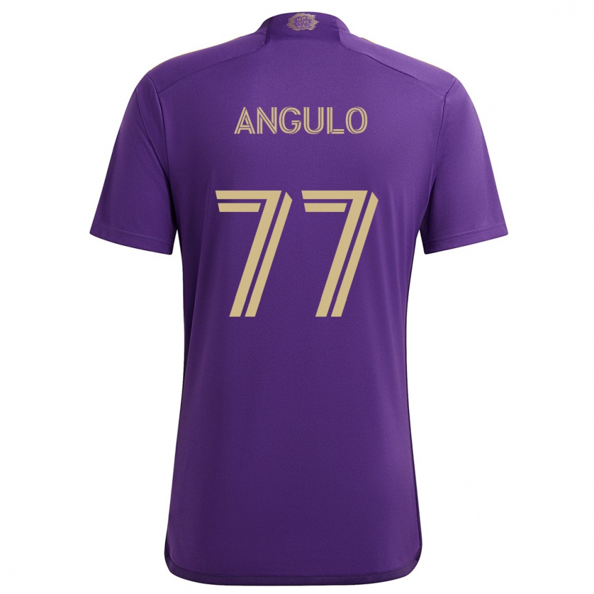 Niño Fútbol Camiseta Iván Angulo #77 Púrpura Amarillo 1ª Equipación 2024/25