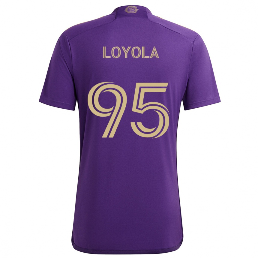 Niño Fútbol Camiseta Favian Loyola #95 Púrpura Amarillo 1ª Equipación 2024/25