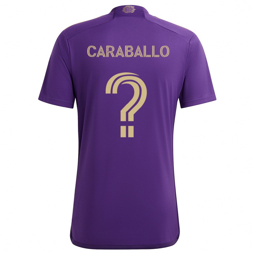 Niño Fútbol Camiseta Gustavo Caraballo #0 Púrpura Amarillo 1ª Equipación 2024/25