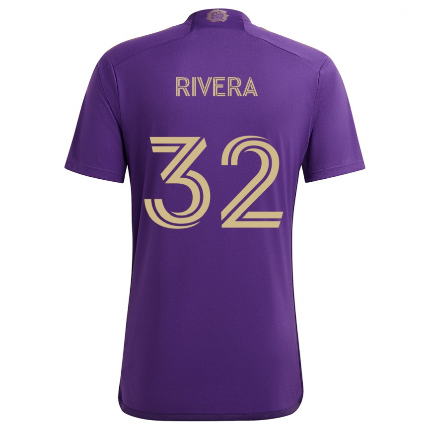 Niño Fútbol Camiseta Wilfredo Rivera #32 Púrpura Amarillo 1ª Equipación 2024/25