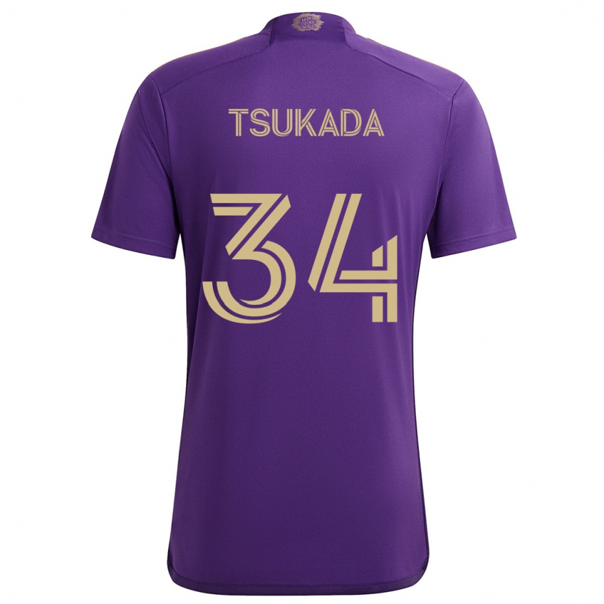 Niño Fútbol Camiseta Yutaro Tsukada #34 Púrpura Amarillo 1ª Equipación 2024/25