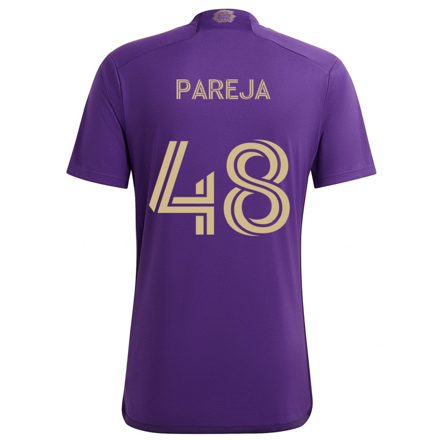 Niño Fútbol Camiseta Diego Pareja #48 Púrpura Amarillo 1ª Equipación 2024/25