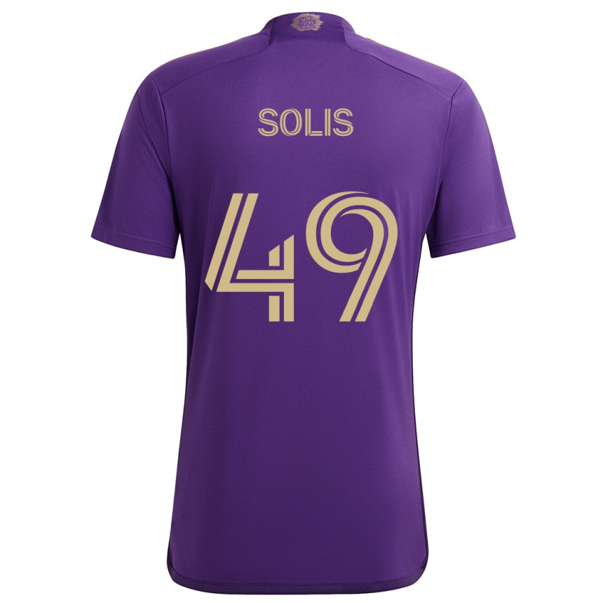 Niño Fútbol Camiseta Jhon Solís #49 Púrpura Amarillo 1ª Equipación 2024/25