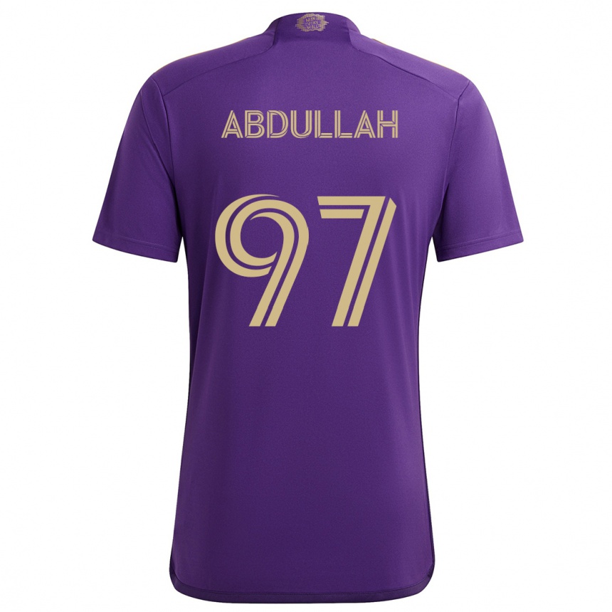 Niño Fútbol Camiseta Majed Abdullah #97 Púrpura Amarillo 1ª Equipación 2024/25