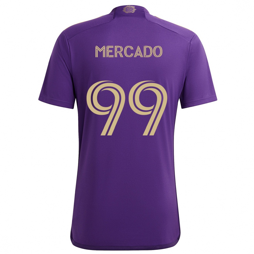 Niño Fútbol Camiseta Carlos Mercado #99 Púrpura Amarillo 1ª Equipación 2024/25