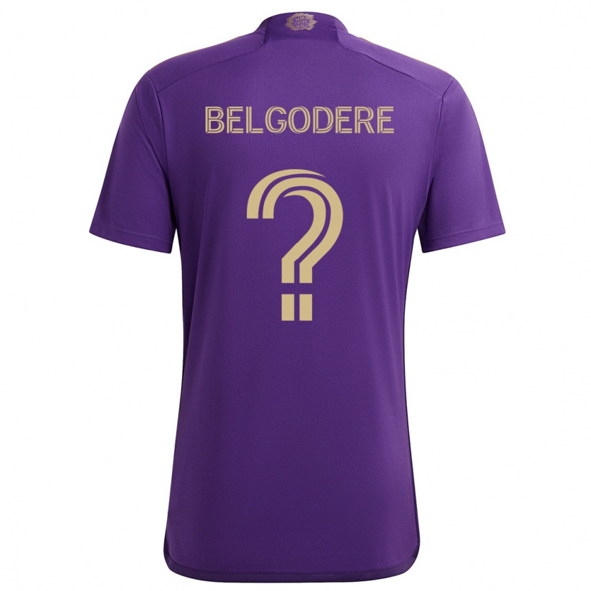 Niño Fútbol Camiseta Matthew Belgodere #0 Púrpura Amarillo 1ª Equipación 2024/25