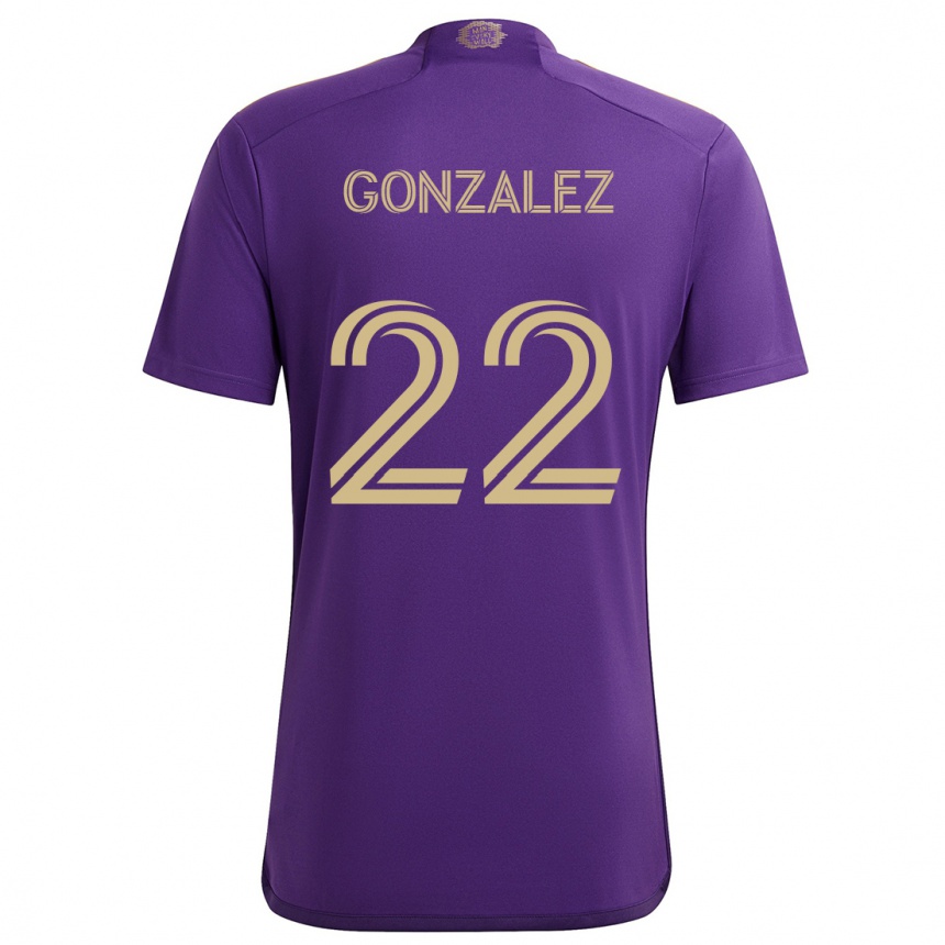 Niño Fútbol Camiseta Gastón González #22 Púrpura Amarillo 1ª Equipación 2024/25