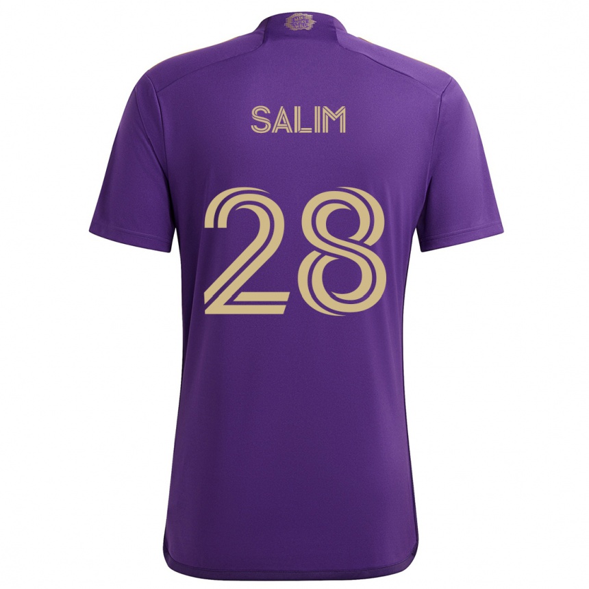 Niño Fútbol Camiseta Abdi Salim #28 Púrpura Amarillo 1ª Equipación 2024/25