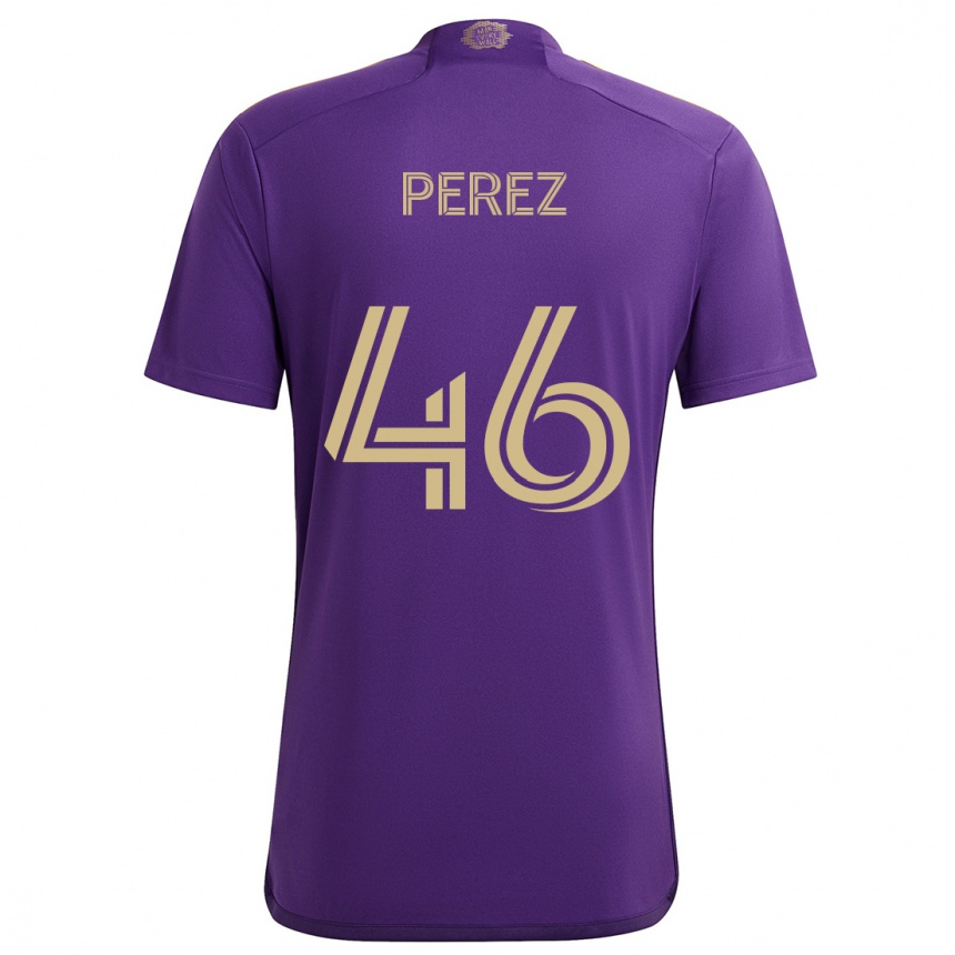 Niño Fútbol Camiseta Franco Pérez #46 Púrpura Amarillo 1ª Equipación 2024/25