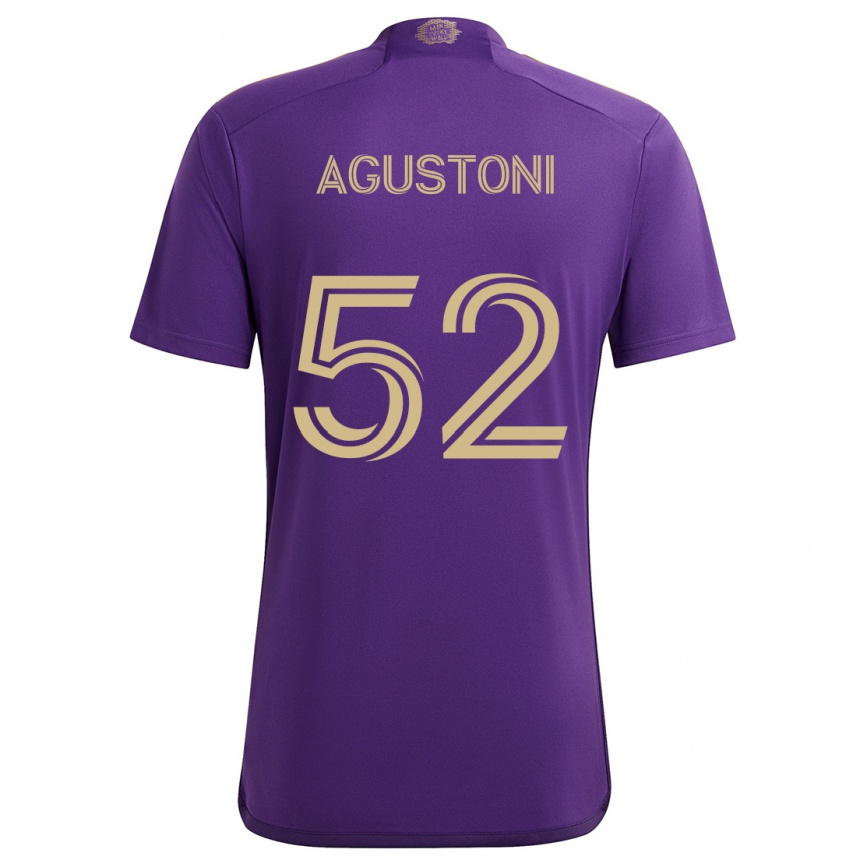 Niño Fútbol Camiseta Gonzalo Agustoni #52 Púrpura Amarillo 1ª Equipación 2024/25