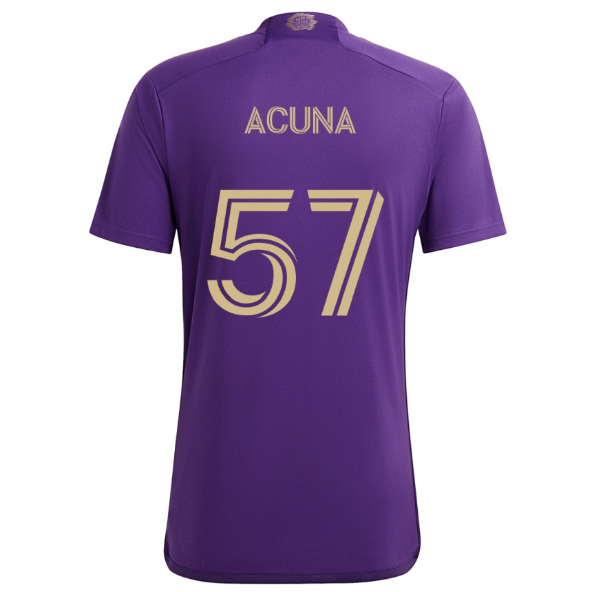 Niño Fútbol Camiseta Cristofer Acuña #57 Púrpura Amarillo 1ª Equipación 2024/25