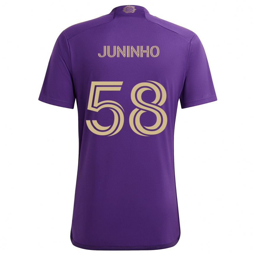 Niño Fútbol Camiseta Juninho #58 Púrpura Amarillo 1ª Equipación 2024/25