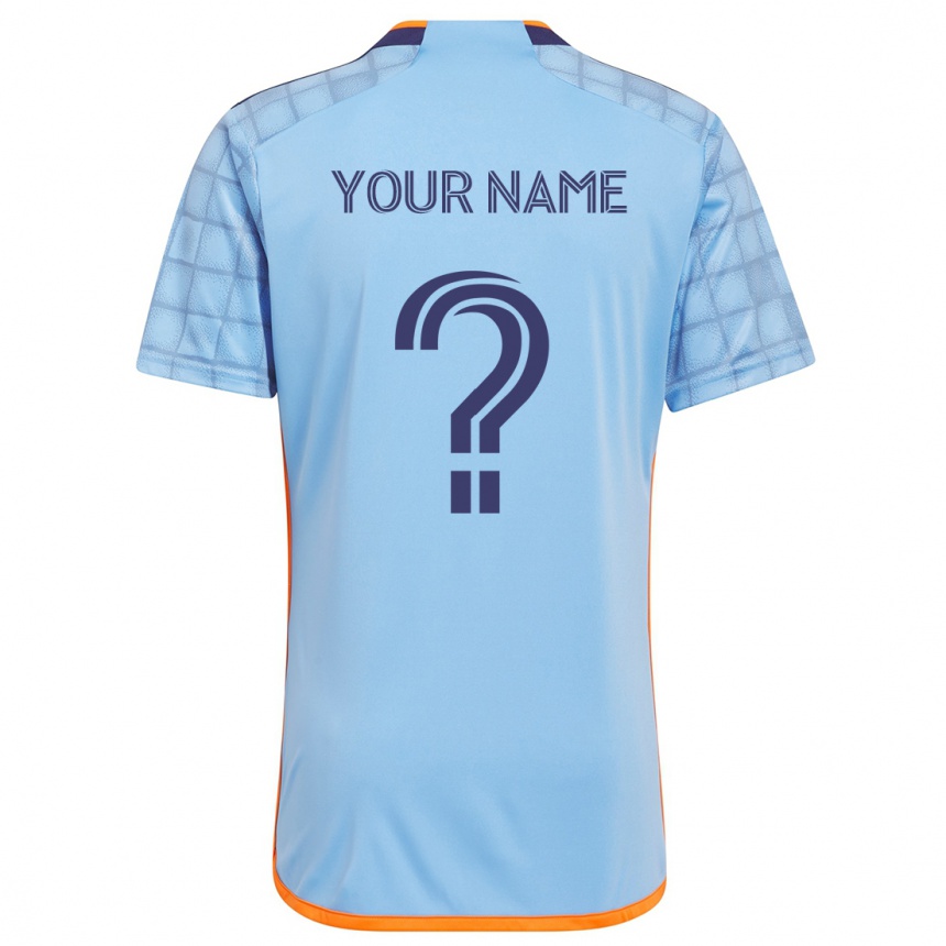 Niño Fútbol Camiseta Su Nombre #0 Azul Naranja 1ª Equipación 2024/25